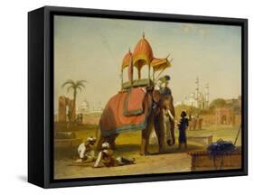 A Caparisoned Elephant - Scene Near Delhi (A Scene in the East Indies), 1832-William Daniell-Framed Stretched Canvas