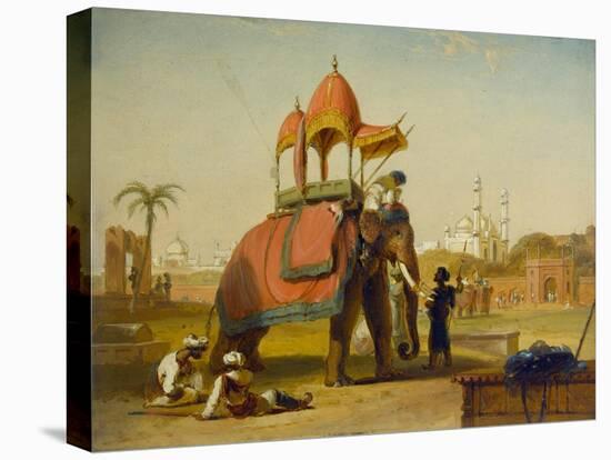 A Caparisoned Elephant - Scene Near Delhi (A Scene in the East Indies), 1832-William Daniell-Stretched Canvas