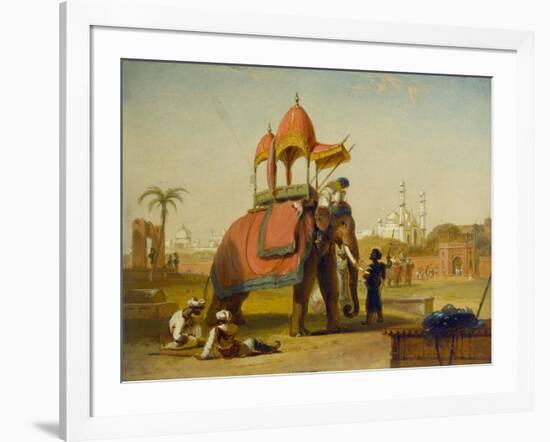 A Caparisoned Elephant - Scene Near Delhi (A Scene in the East Indies), 1832-William Daniell-Framed Giclee Print