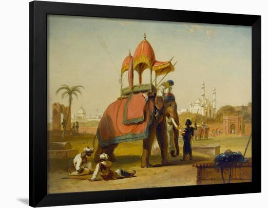 A Caparisoned Elephant - Scene Near Delhi (A Scene in the East Indies), 1832-William Daniell-Framed Giclee Print