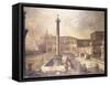 A Capriccio of a Piazza in Front of a Palace with the Column of Marcus Aurelius-Canaletto-Framed Stretched Canvas