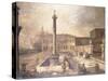 A Capriccio of a Piazza in Front of a Palace with the Column of Marcus Aurelius-Canaletto-Stretched Canvas