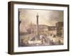 A Capriccio of a Piazza in Front of a Palace with the Column of Marcus Aurelius-Canaletto-Framed Giclee Print