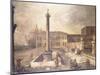 A Capriccio of a Piazza in Front of a Palace with the Column of Marcus Aurelius-Canaletto-Mounted Giclee Print