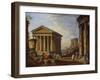A Capriccio of Classical Ruins with the Maison Caree at Nimes, the Temple of the Sybil at Tivoli,…-Giovanni Paolo Panini-Framed Giclee Print