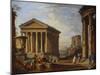 A Capriccio of Classical Ruins with the Maison Caree at Nimes, the Temple of the Sybil at Tivoli,…-Giovanni Paolo Panini-Mounted Giclee Print