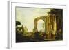 A Capriccio of Classical Ruins with the Pyramid of Cestius and Figures in a Landscape-Giovanni Paolo Panini-Framed Giclee Print