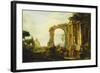 A Capriccio of Classical Ruins with the Pyramid of Cestius and Figures in a Landscape-Giovanni Paolo Panini-Framed Giclee Print