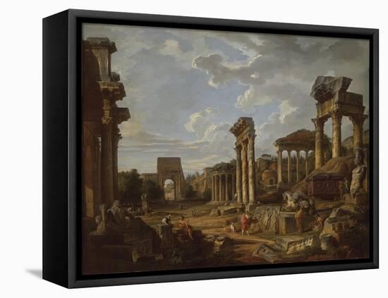A Capriccio of the Roman Forum, 1741-Giovanni Paolo Pannini or Panini-Framed Stretched Canvas