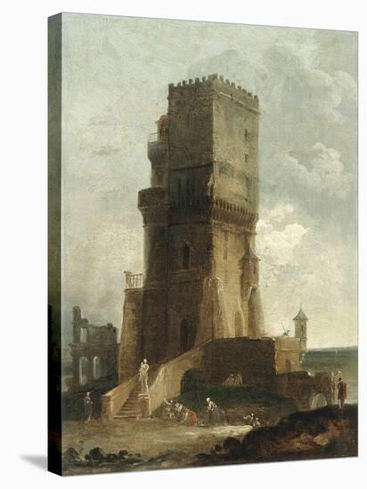 A Capriccio of the Tower of Benevento-Hubert Robert-Stretched Canvas