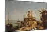 A Capriccio of the Venetian Lagoon (Oil on Canvas)-Michele Marieschi-Mounted Giclee Print