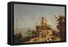 A Capriccio of the Venetian Lagoon (Oil on Canvas)-Michele Marieschi-Framed Stretched Canvas