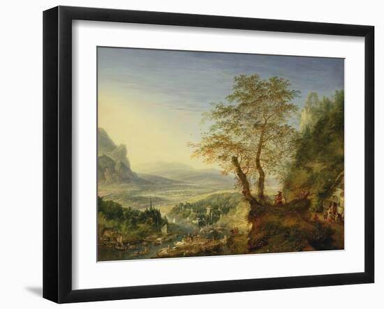 A Capriccio River Landscape, C.1700 (Oil on Copper)-Jan The Elder Griffier-Framed Giclee Print