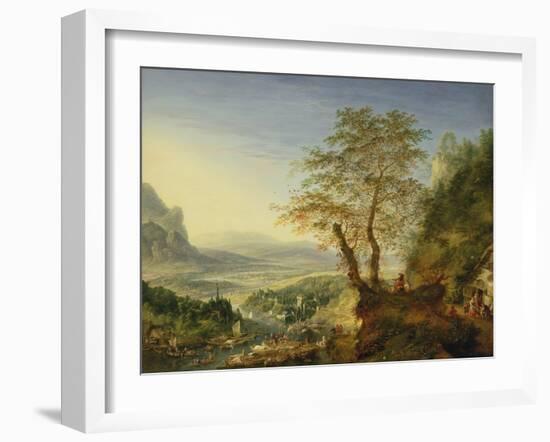 A Capriccio River Landscape, C.1700 (Oil on Copper)-Jan The Elder Griffier-Framed Giclee Print