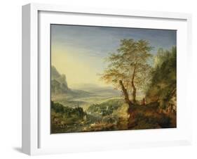 A Capriccio River Landscape, C.1700 (Oil on Copper)-Jan The Elder Griffier-Framed Giclee Print