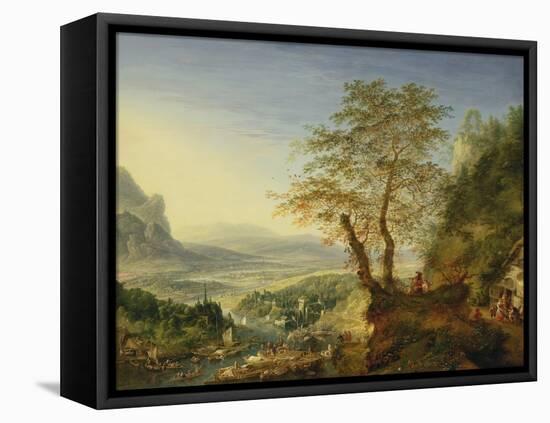 A Capriccio River Landscape, C.1700 (Oil on Copper)-Jan The Elder Griffier-Framed Stretched Canvas