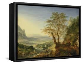 A Capriccio River Landscape, C.1700 (Oil on Copper)-Jan The Elder Griffier-Framed Stretched Canvas