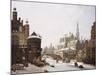 A Capriccio View of a Town with Figures on a Frozen Canal-Jan Hendrik Verheyen-Mounted Giclee Print