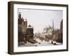 A Capriccio View of a Town with Figures on a Frozen Canal-Jan Hendrik Verheyen-Framed Giclee Print