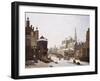 A Capriccio View of a Town with Figures on a Frozen Canal-Jan Hendrik Verheyen-Framed Giclee Print