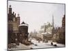 A Capriccio View of a Town with Figures on a Frozen Canal-Jan Hendrik Verheyen-Mounted Giclee Print