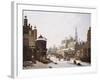 A Capriccio View of a Town with Figures on a Frozen Canal-Jan Hendrik Verheyen-Framed Giclee Print