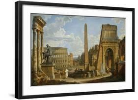 A Capriccio View of Roman Ruins, 1737-Giovanni Paolo Pannini-Framed Giclee Print