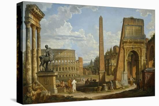 A Capriccio View of Roman Ruins, 1737-Giovanni Paolo Pannini-Stretched Canvas