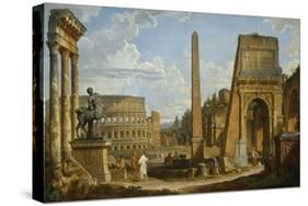 A Capriccio View of Roman Ruins, 1737-Giovanni Paolo Pannini-Stretched Canvas