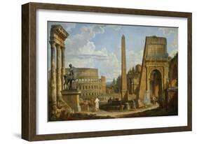 A Capriccio View of Roman Ruins, 1737-Giovanni Paolo Pannini-Framed Giclee Print