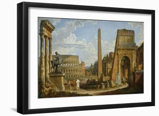 A Capriccio View of Roman Ruins, 1737-Giovanni Paolo Pannini-Framed Giclee Print