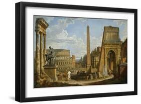 A Capriccio View of Roman Ruins, 1737-Giovanni Paolo Pannini-Framed Giclee Print