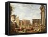A Capriccio View of Rome, 1743-Giovanni Paolo Pannini-Framed Stretched Canvas