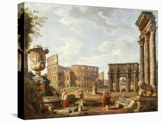 A Capriccio View of Rome, 1743-Giovanni Paolo Pannini-Stretched Canvas