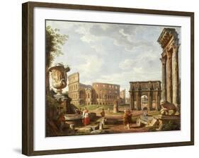 A Capriccio View of Rome, 1743-Giovanni Paolo Pannini-Framed Giclee Print