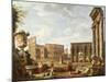 A Capriccio View of Rome, 1743-Giovanni Paolo Pannini-Mounted Giclee Print