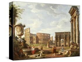 A Capriccio View of Rome, 1743-Giovanni Paolo Pannini-Stretched Canvas
