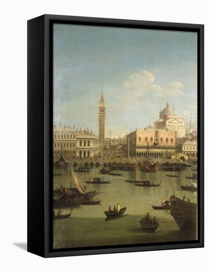 A Capriccio View of the Piazzetta with the Church of Il Redentore-Canaletto-Framed Stretched Canvas