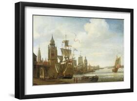 A Capriccio View of the Port of Antwerp-Jan Karel Donatus Van Beecq-Framed Giclee Print