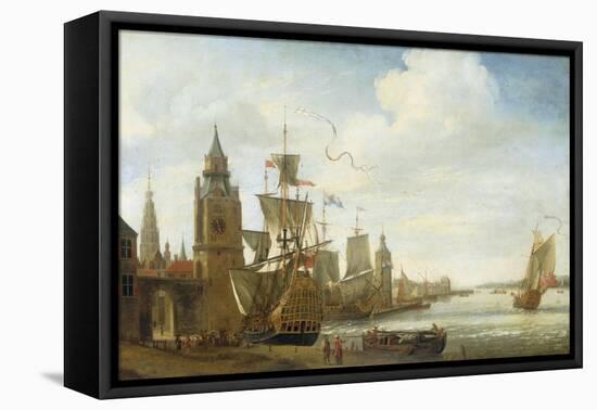 A Capriccio View of the Port of Antwerp-Jan Karel Donatus Van Beecq-Framed Stretched Canvas