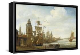 A Capriccio View of the Port of Antwerp-Jan Karel Donatus Van Beecq-Framed Stretched Canvas