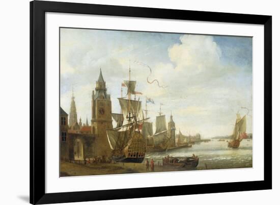 A Capriccio View of the Port of Antwerp-Jan Karel Donatus Van Beecq-Framed Giclee Print