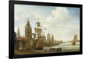 A Capriccio View of the Port of Antwerp-Jan Karel Donatus Van Beecq-Framed Giclee Print