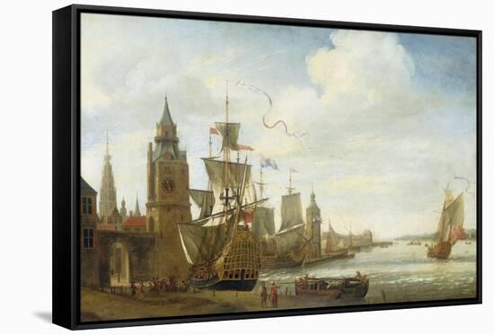 A Capriccio View of the Port of Antwerp-Jan Karel Donatus Van Beecq-Framed Stretched Canvas