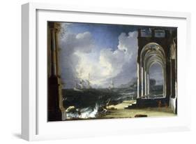 A Capriccio View with Classical Ruins by the Sea-Leonardo Coccorante-Framed Giclee Print