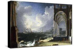 A Capriccio View with Classical Ruins by the Sea-Leonardo Coccorante-Stretched Canvas