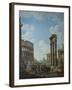 A Capriccio with Figures Among Roman Ruins Including the Arch of Constantine and the Pantheon-Giovanni Paolo Panini-Framed Giclee Print