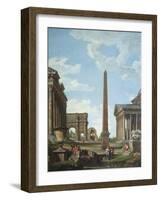 A Capriccio with Roman Ruins and a Scene from the Life of Belisarius-Giovanni Paolo Panini-Framed Giclee Print