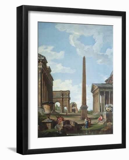 A Capriccio with Roman Ruins and a Scene from the Life of Belisarius-Giovanni Paolo Panini-Framed Giclee Print