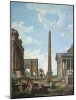 A Capriccio with Roman Ruins and a Scene from the Life of Belisarius-Giovanni Paolo Panini-Mounted Giclee Print